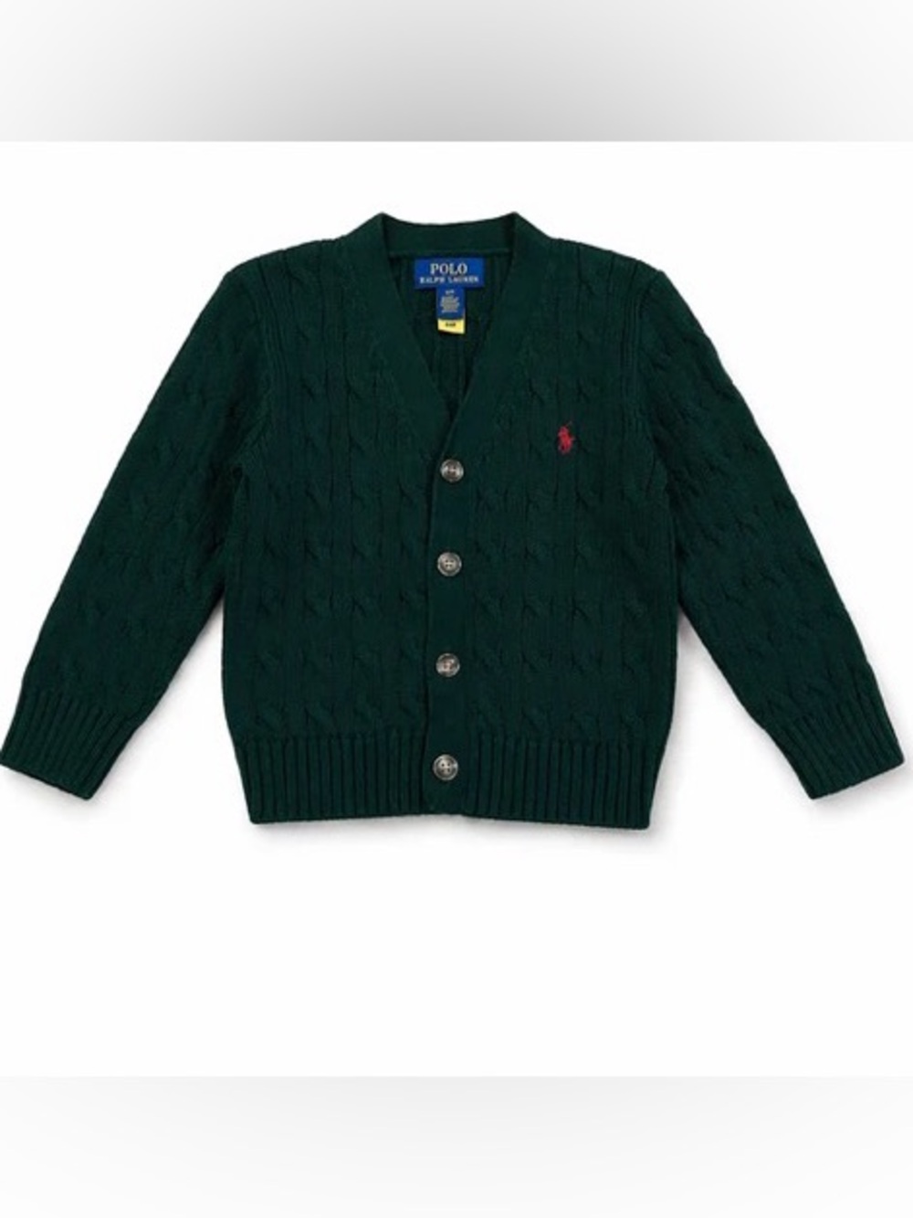 Ralph Lauren Cable-Knit Cotton V-Neck Cardigan (Size: 3T)